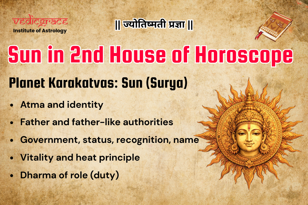 Sun in 2nd House of Horoscope