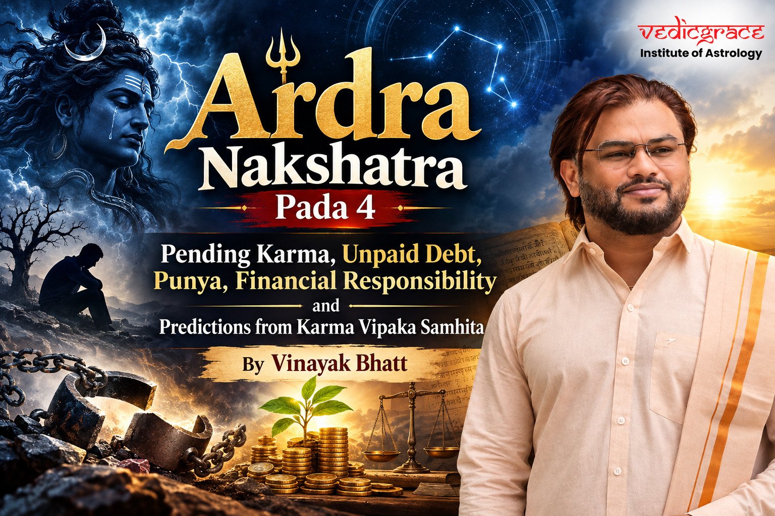 Ardra Nakshatra Pada 4: Pending Karma, Unpaid Debt, Punya, Financial Responsibility and Predictions from Karma Vipaka Samhita By Vinayak Bhatt